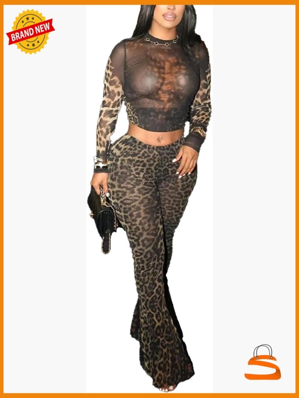 Mesh See Through Top Bodycon Pants Set Y2K Club Outfit